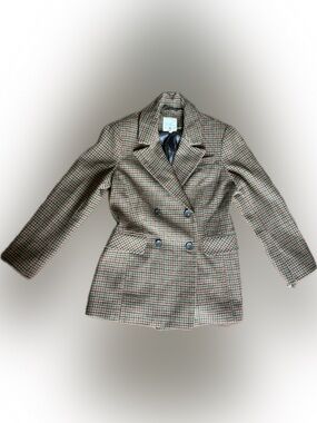 NWT Avec Les Filles Anthropologie Houndstooth Blazer Women’s Size Large